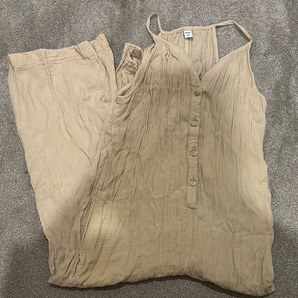 Old Navy Tan Jumpsuit Relaxed Fit Lightweight